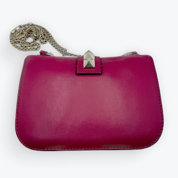 Auth Valentino Garavani Fuchsia Rockstud Small Flap Glam Lock Shoulder Bag - Picture 14 of 16